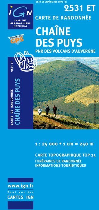 Carte 2531ET Chaîne des Puys – PNR des volcans d'Auvergne (GPS)