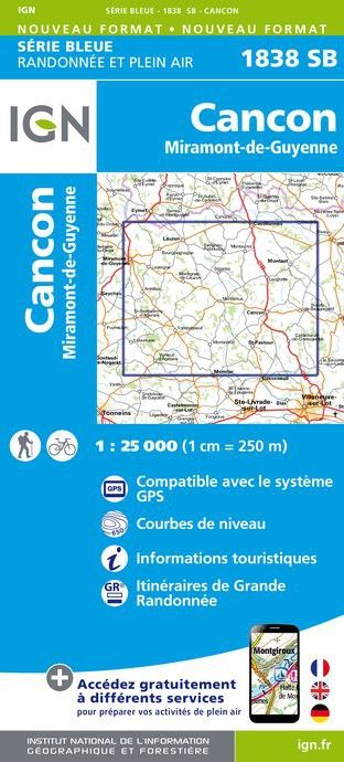 Carte 1838SB Cancon / Miramont De Guyenne (GPS)