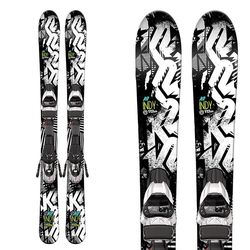Pack minis skis Indie BLACK 124cm + Fixations réglables