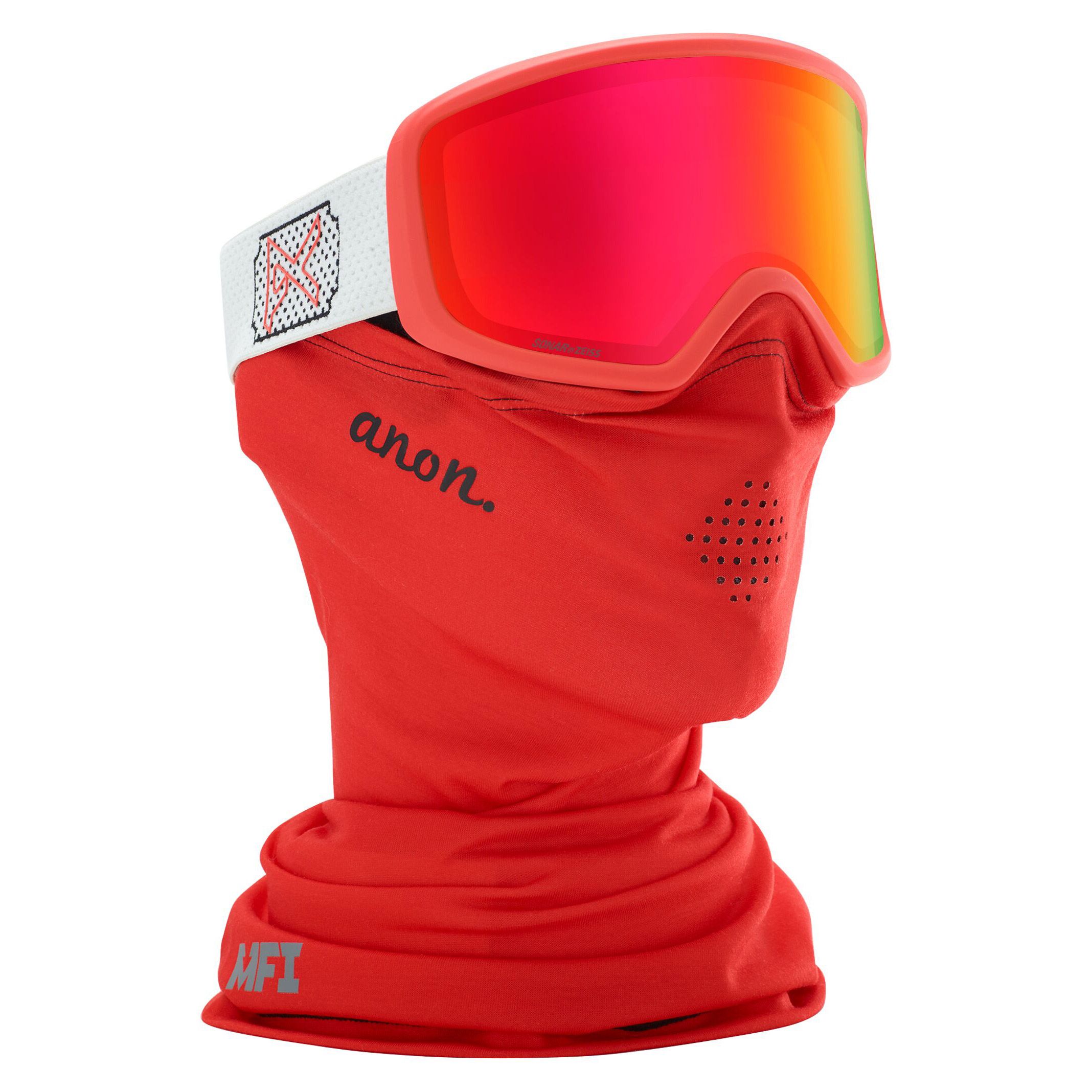 Masque de Ski Deringer MFI - White Rose - Sonar Red + Amber