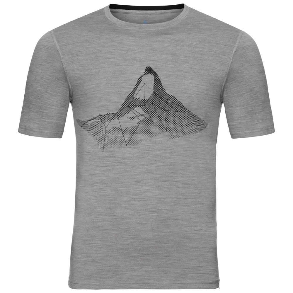 Tee Shirt Manches Courtes Nikko - Grey Melange Mountain Print