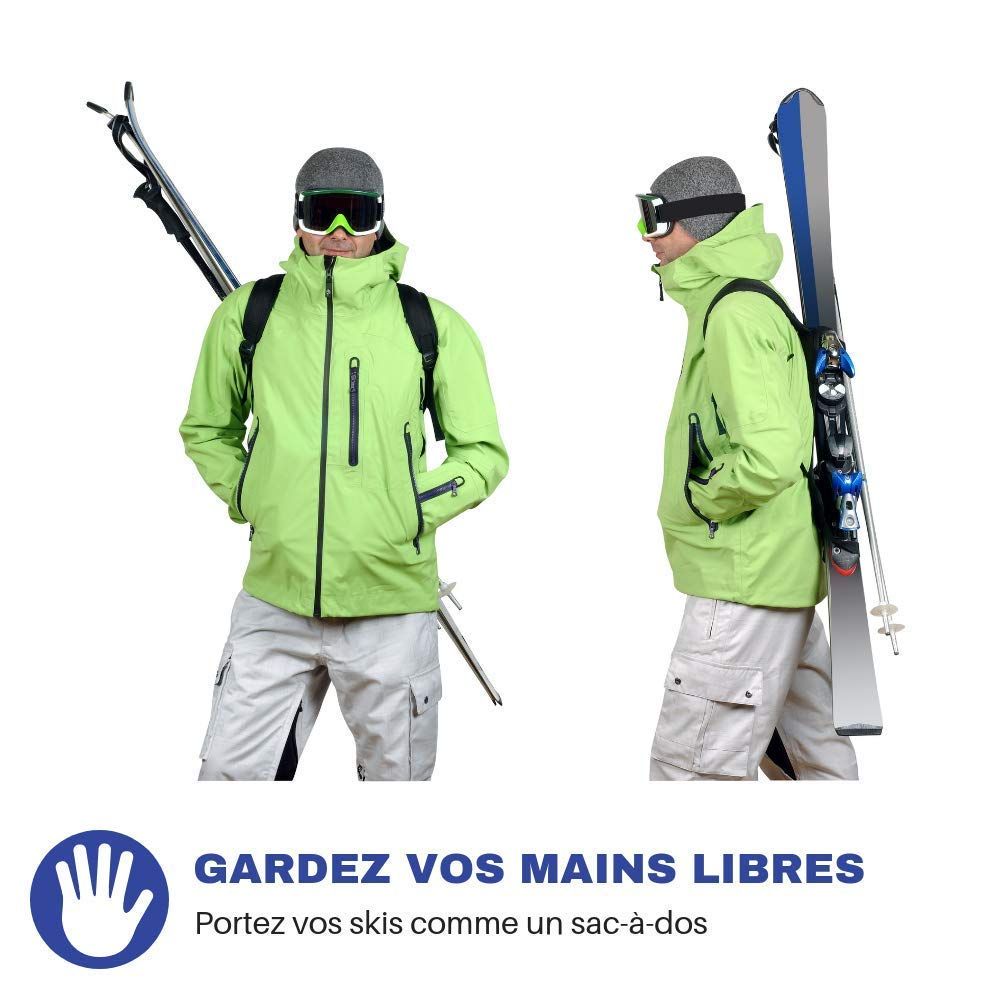 Wantalis - Skiback kid - Un produit révolutionnaire pour porter vos skis en  libérant vos mains - Bretelles adaptables et réglables - Taille enfant