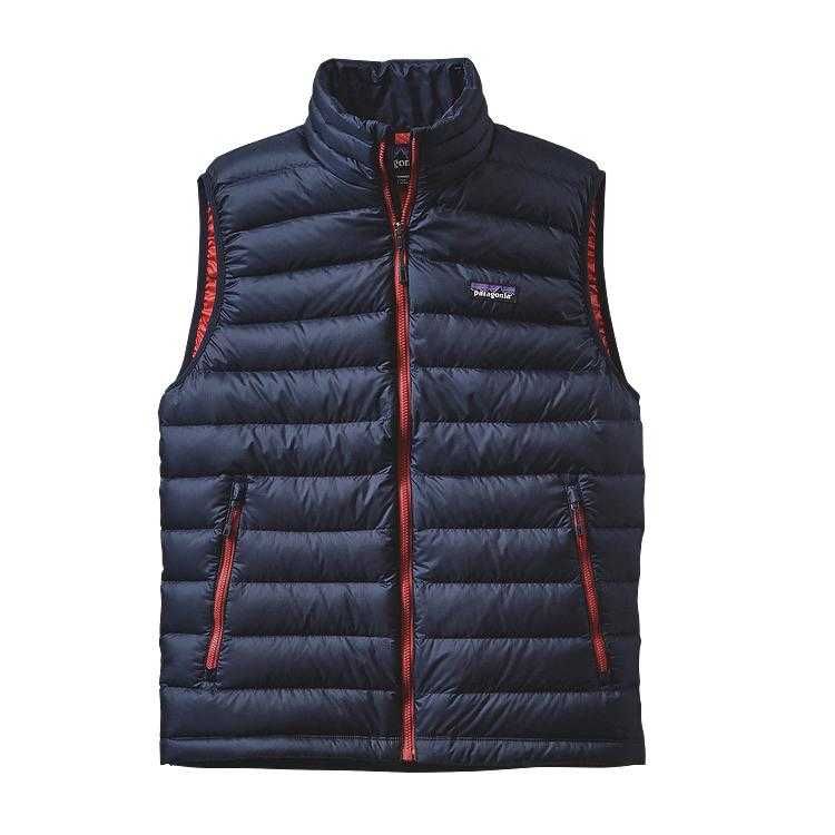 Down Sweater Vest Navy Blue / Ramble Red