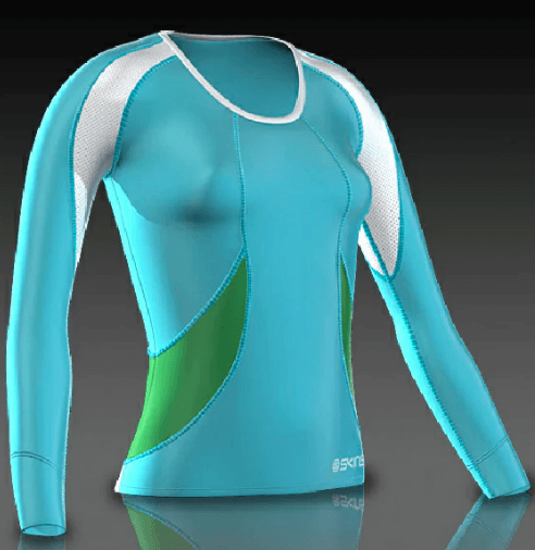 Compression Long Sleeve Top - azure emerald white - FM - 38-41