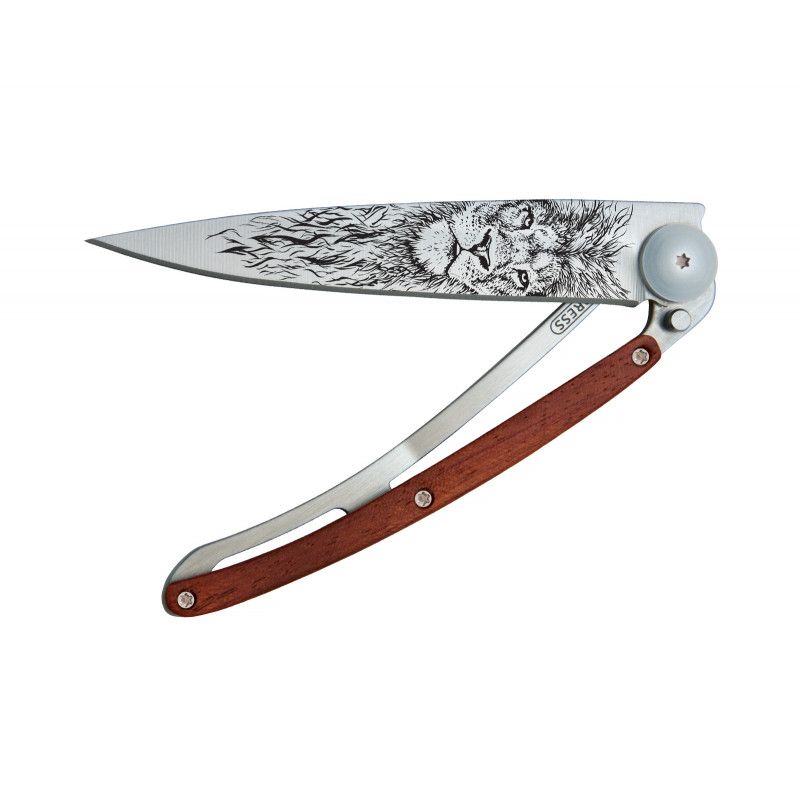 Couteau de poche Deejo Titane - Bois Corail - Lion