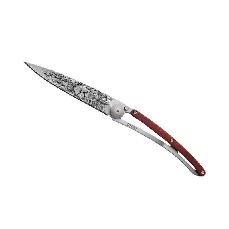 Couteau de poche Deejo Titane - Bois Corail - Lion