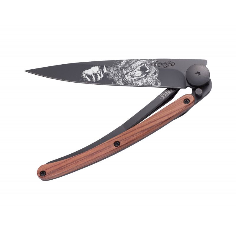 Couteau de poche Deejo Black - Bois Corail - Grizzli