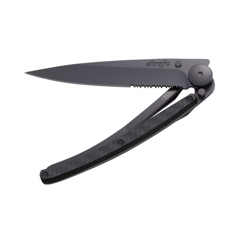 Couteau de poche Deejo Black - Fibre de Carbone - One Hand