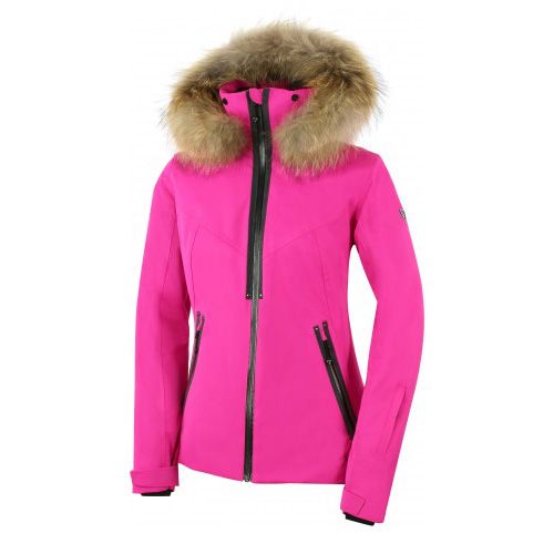Veste ski Geod Jacket avec véritable fourrure - Rose