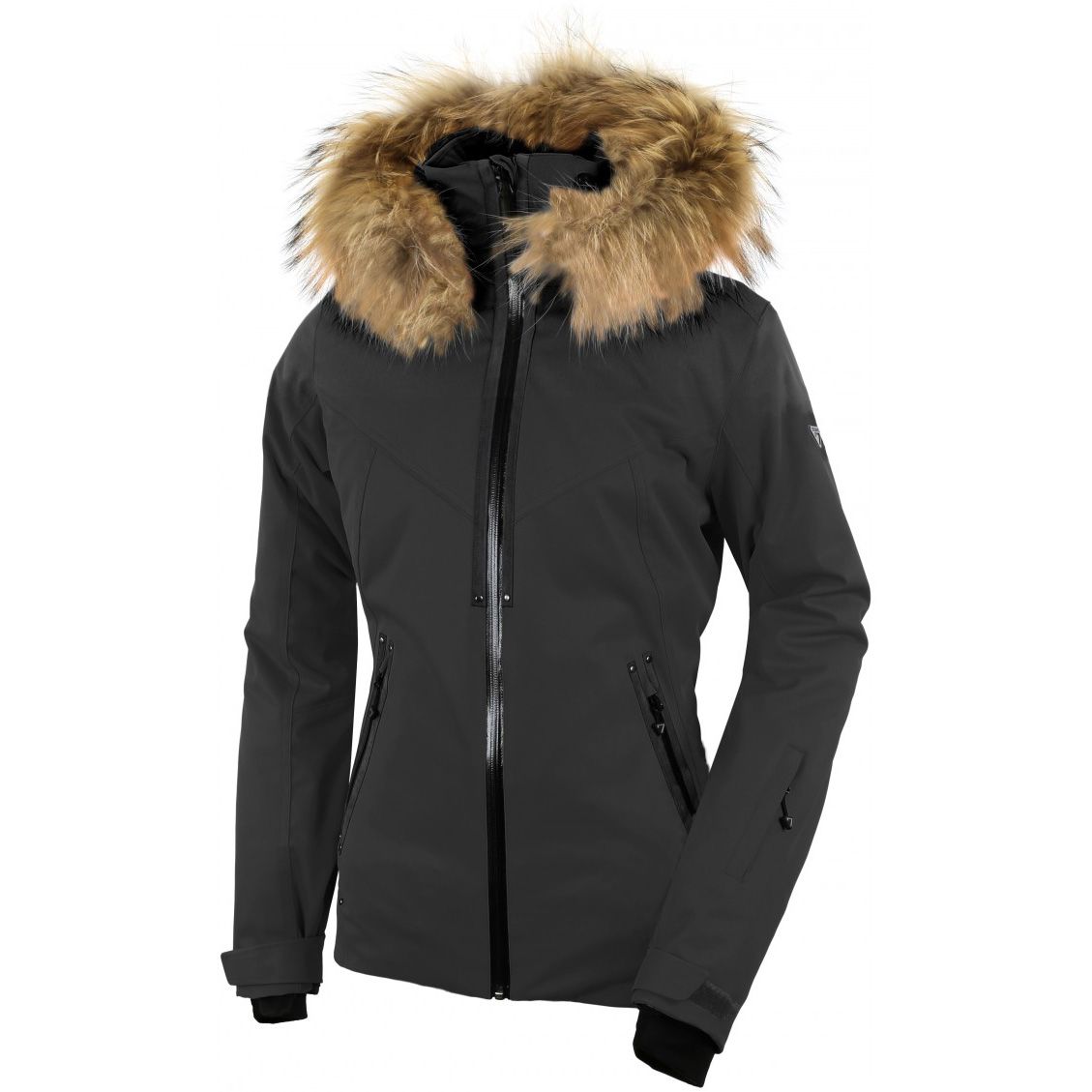 Veste ski Geod Jacket avec véritable fourrure - Noir