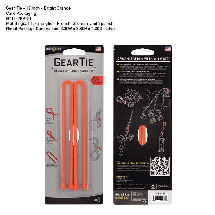 Gear Tie 30.5cm Bright Orange