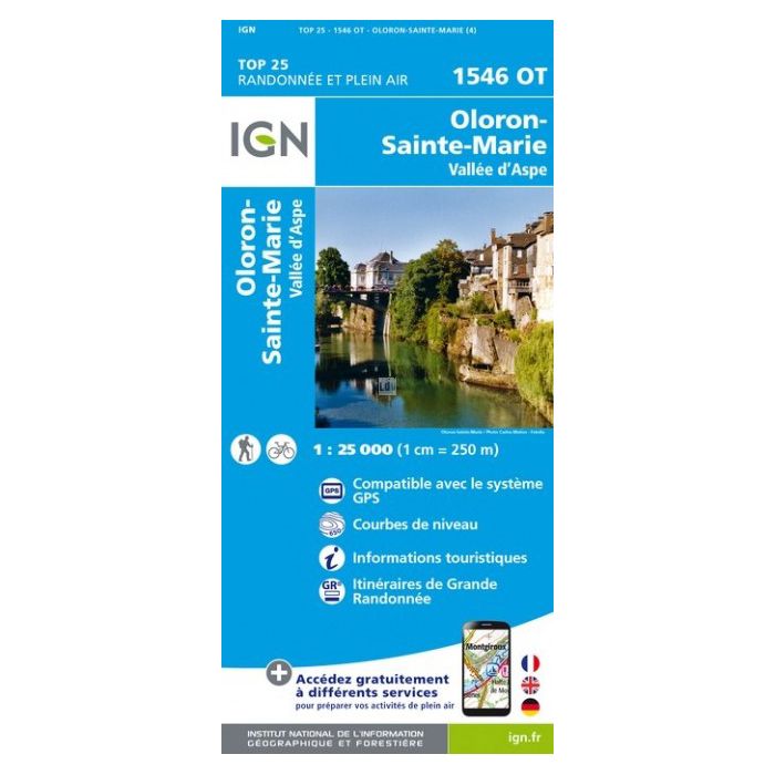 Carte IGN 1546OT Oloron Ste Marie/Valle d'Aspe (GPS)