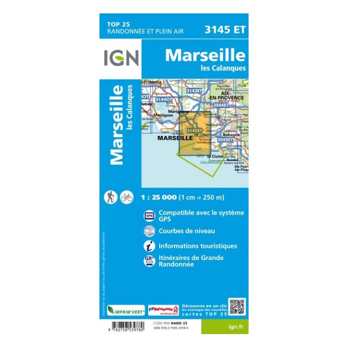 Carte IGN 3145ET Marseille/Les Calanques