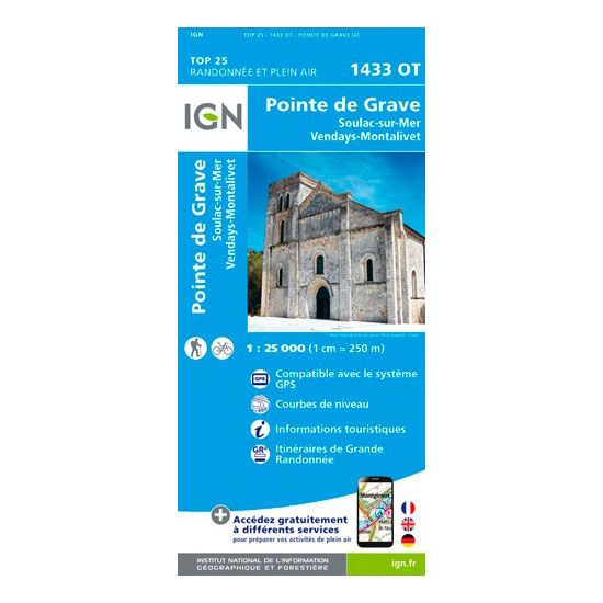 Carte 1433OT Pointe de Grave, Soulac-sur-Mer, Vendays-Montalivet - 1/25 000