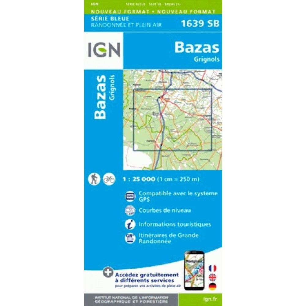 Carte Ign Top25 1/25000 1639SB Bazas Grignols 