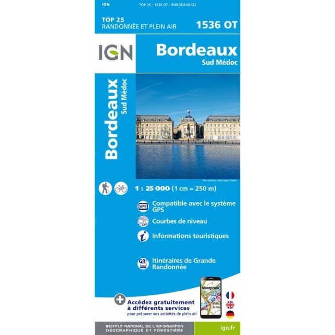 Carte Ign Top25 1/25000 1536OT Bordeaux Sud Médoc