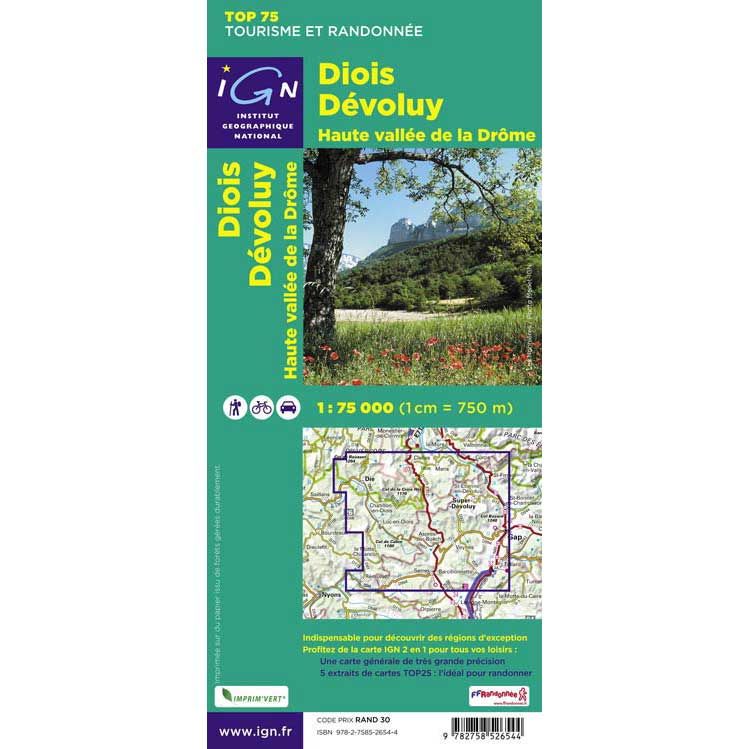 Carte de randonnée Diois Dévoluy - Haute vallée de la Drôme