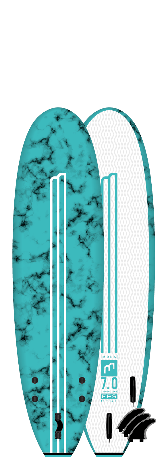 Planche de surf en mousse Marble - Aqua / Blanc 