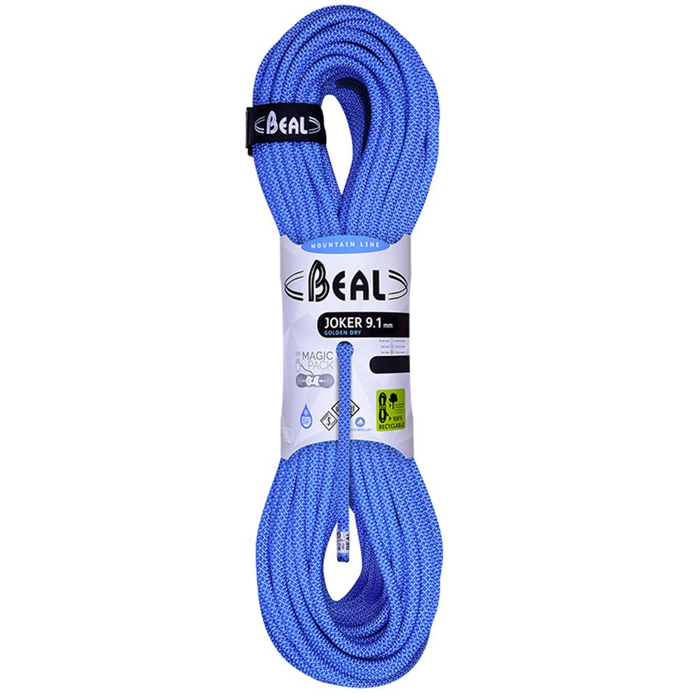 Corde Polyvalente d'escalade et d'alpinisme Joker 9.1 mm Dry Cover - 70 m - Bleu