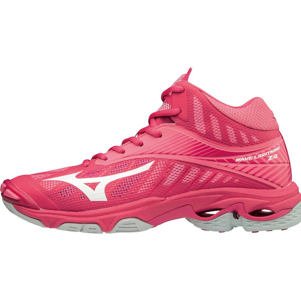 Chaussures Volley-Ball Wave Lightning Z4 Mid - PAzalea/Wht/CamelliaRose