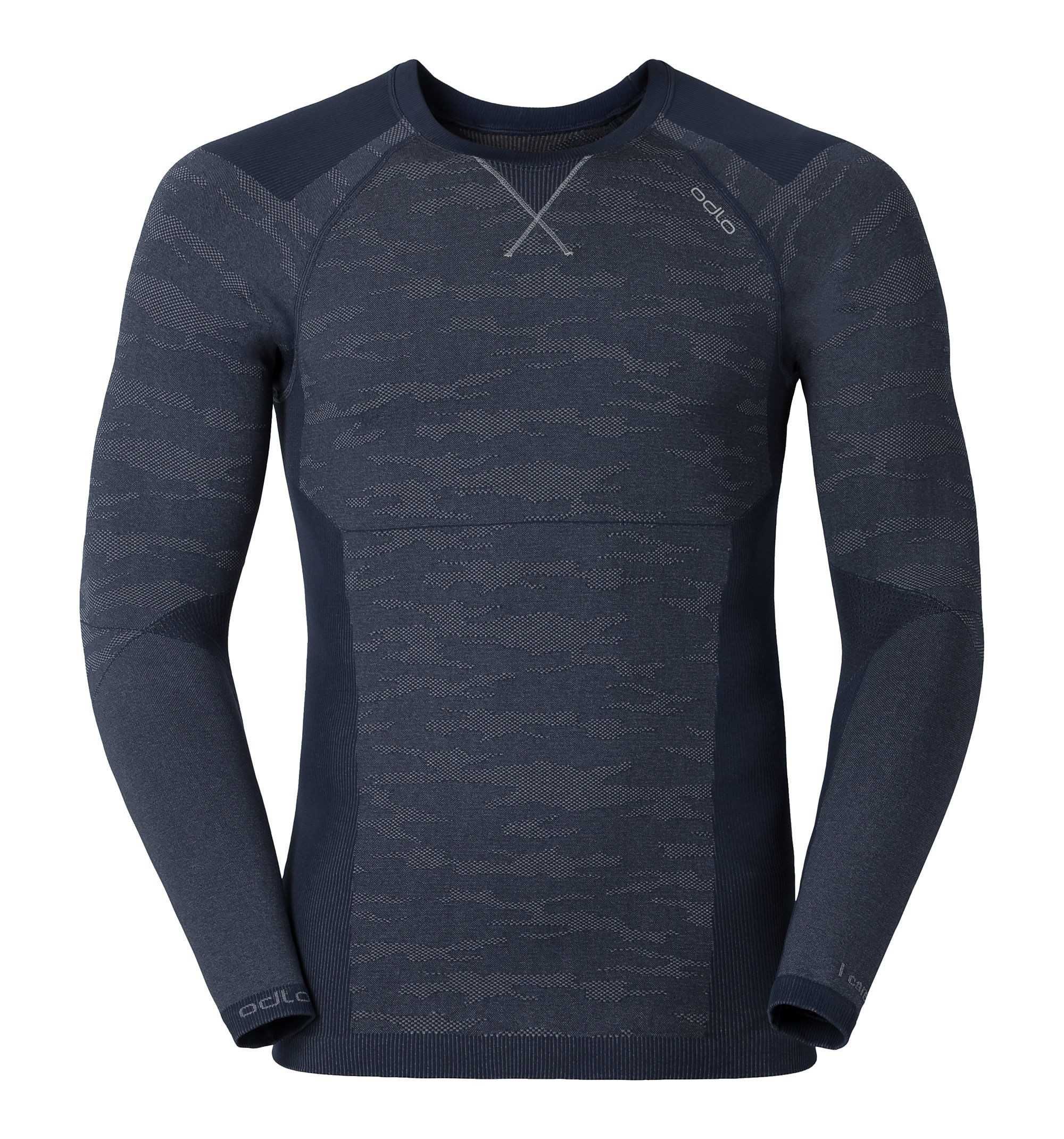 T-Shirt ML Evolution Warm - Navy New/Black/Odlo Concrete Grey Melange