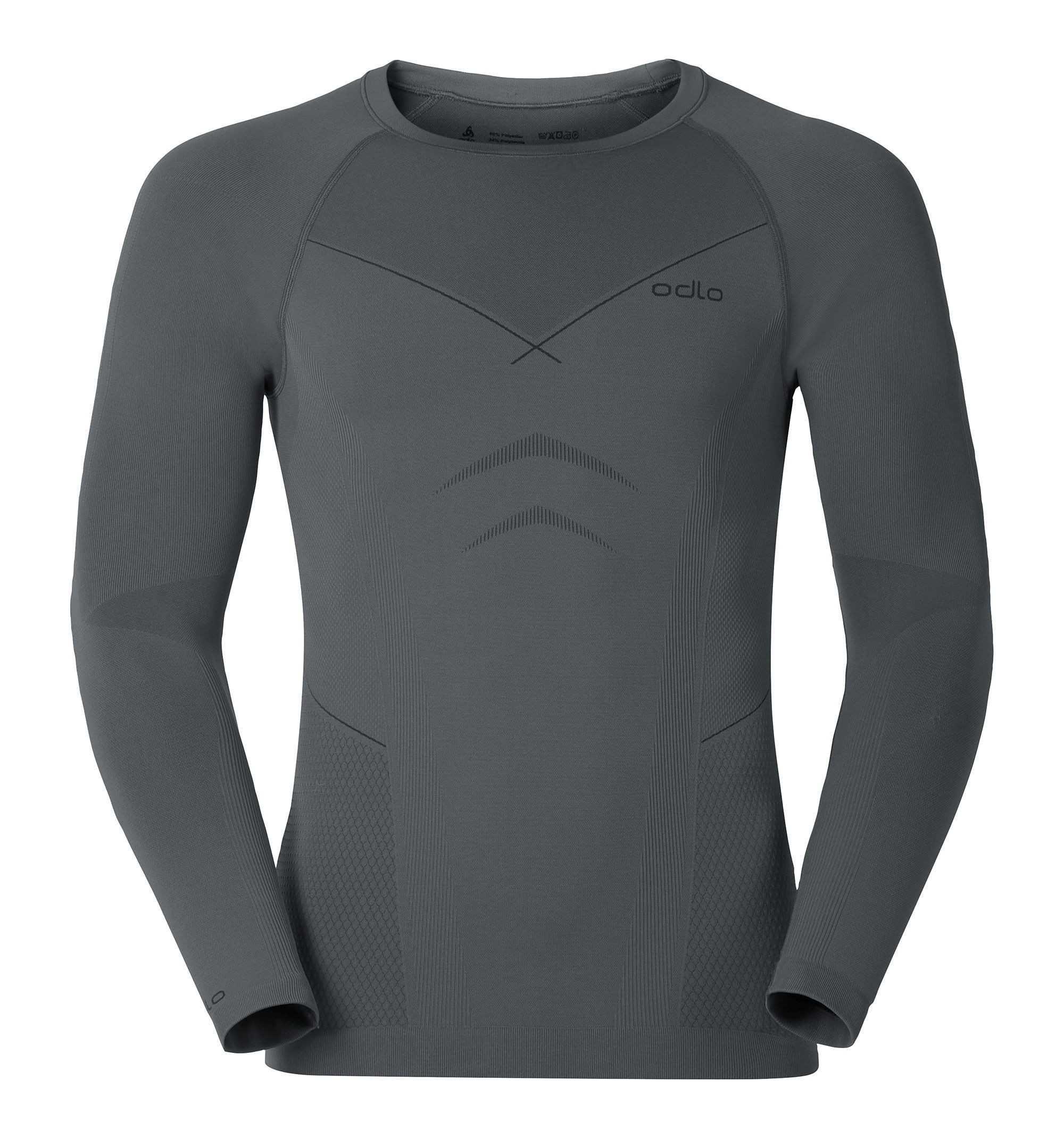 T-Shirt Homme ML Evolution Warm - Odlo Steel Grey Black