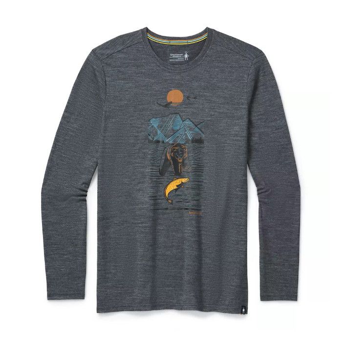 Tee Shirt de Randonnée Men's Merino Sport 150 Alpine Bear Long Sleeve Graphic Tee - Alpine Gray Heather