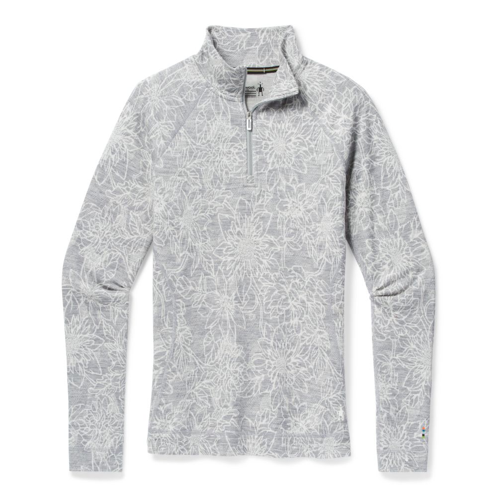Tee shirt de randonnées Women's Merino 250 Baselayer Pattern 1/4 Zip Boxed - Light Gray Traced Dahlia