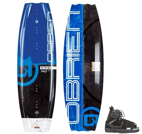 Pack Planche de wakeboard bateau System Bleu 124 cm + Chausse Clutch JR 32/37