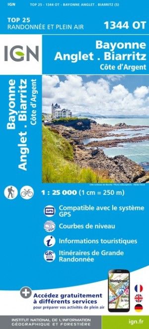 Carte 13344OT - Bayonne Anglet Biarritz 1/25 000