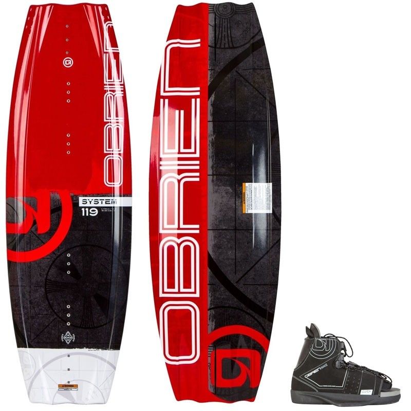 Pack Planche de wakeboard bateau System Rouge 119 cm + Chausse Clutch JR 32/37