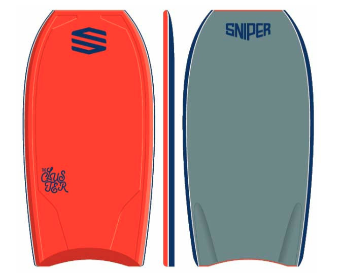 Bodyboard Cluster PE Crescent Tail Gris Rouge - 45