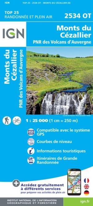 Carte TOP 25 n° 2534 OT - Monts du Cézallier