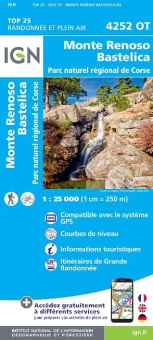 Carte 4252OT Monte Renoso Bastelica PNR de Corse 1/25000