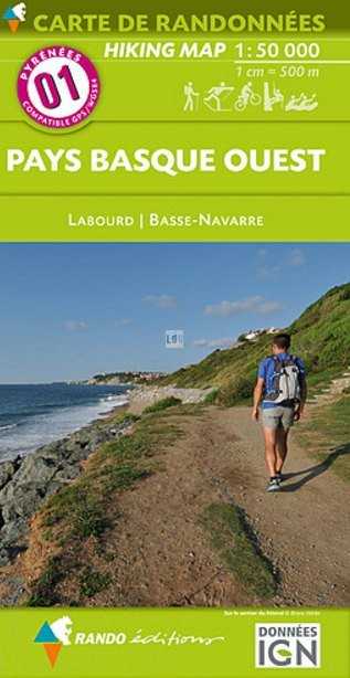 Carte de randonnées n° 1 Pays Basques Ouest 1/50.000